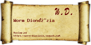 Worm Dionízia névjegykártya
